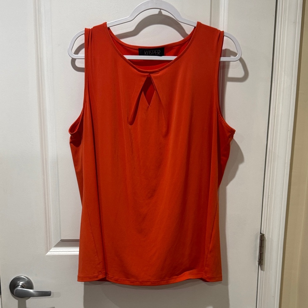 Kasper Vibrant Orange Keyhole Blouse